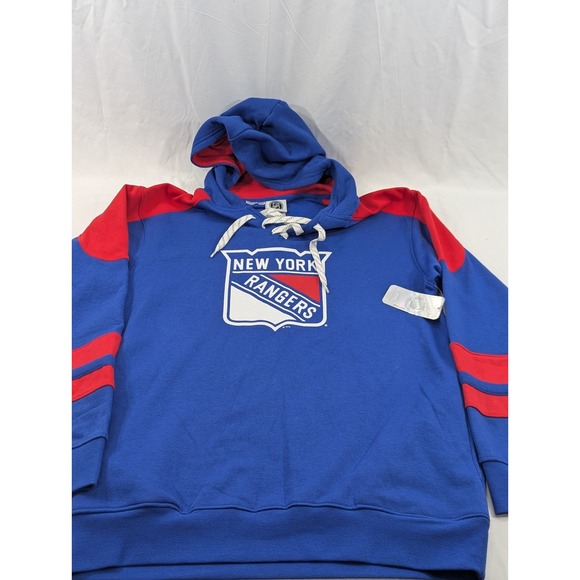 NWT Adult New York Rangers Jersey Style Sweatshirt Hoodie NHL Blue lace Up Med - Picture 3 of 9